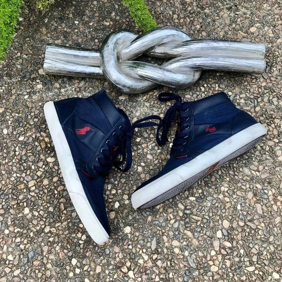 Polo Ralph Lauren Men's Blue Isaak High top Sneakers Size 9 - Picture 8 of 10